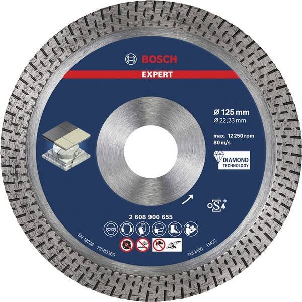 BOSCH Diamantový řezný kotouč EXPERT HardCeramic 125 × 22,23 × 1,4 × 10 mm (2.608.900.655)