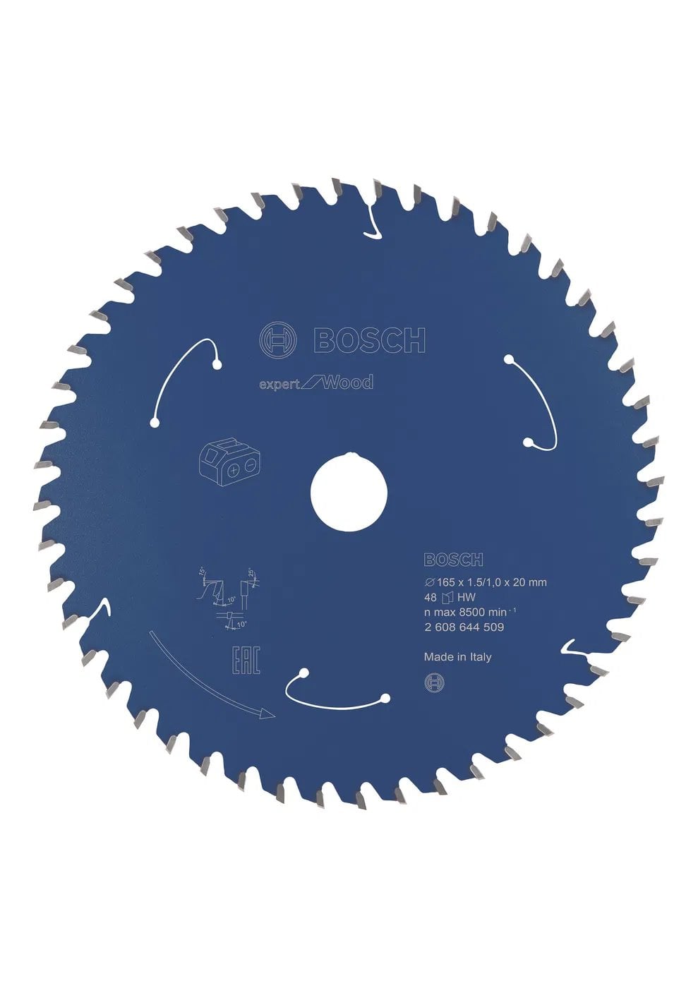 BOSCH Pilový kotouč Expert for Wood pro akumulátorové pily 165×1,5/1×20 T48 (2.608.644.509)