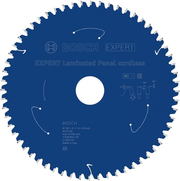 BOSCH Pilový kotouč EXPERT Laminated Panel cordless, 190 × 2,1/1,4 × 30 mm, T60 (2.608.902.128)