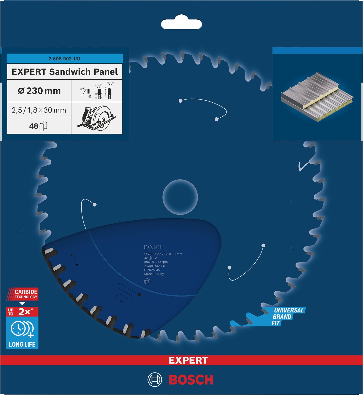 BOSCH Pilový kotouč EXPERT Sandwich Panel, 230 × 2,5/1,8 × 30 mm, T48 (2.608.902.131)