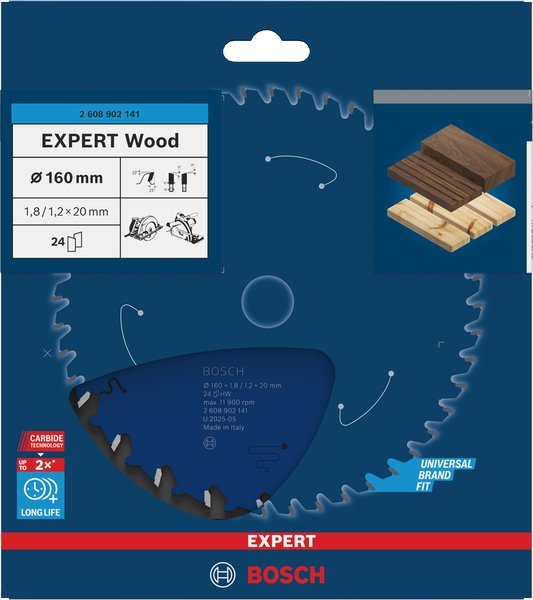 BOSCH Pilový kotouč EXPERT Wood, 160 × 1,8/1,2 × 20 mm, T24 (2.608.902.141)