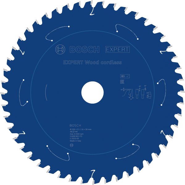 BOSCH Pilový kotouč EXPERT Wood cordless, 250 × 2,1/1,6 × 30 mm, T48 (2.608.902.172)