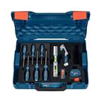 BOSCH PRO GSR 18V-65 + 2× GBA 18V 5,0 Ah + GAL 18V-40 + 19-dielna sada ručného náradia (0.615.A50.07K)