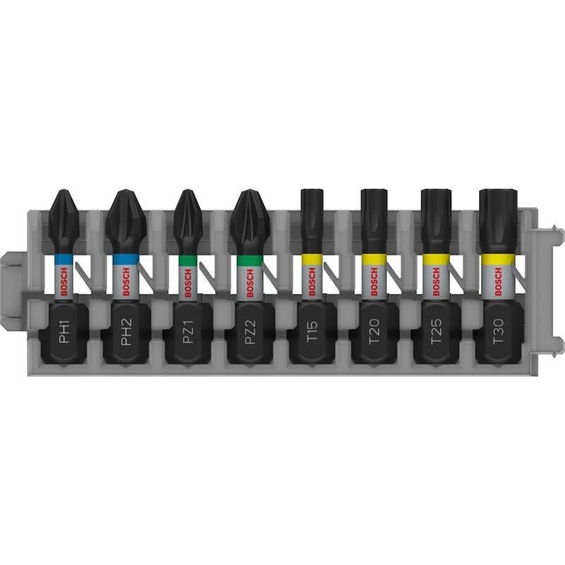 BOSCH Sada šroubovacích bitů PRO Impact, PH1; PH2; PZ1; PZ2; T15; T20; T25; T30, 25 mm, 8 ks (2.608.521.U61)