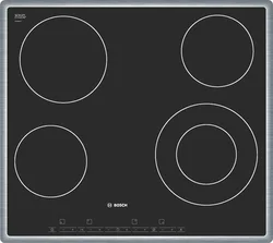 BOSCH sklokeramická varná deska PKF645T14, TouchControl, HighSpeed, 4 varné zóny - 1x dvouokruhová, TopControl,nerez