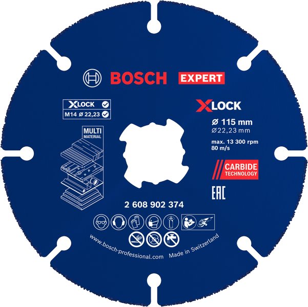 BOSCH Víceúčelové řezací kotouče EXPERT Carbide Multi Wheel X-LOCK 115 mm, 22,23 mm (2.608.902.374)