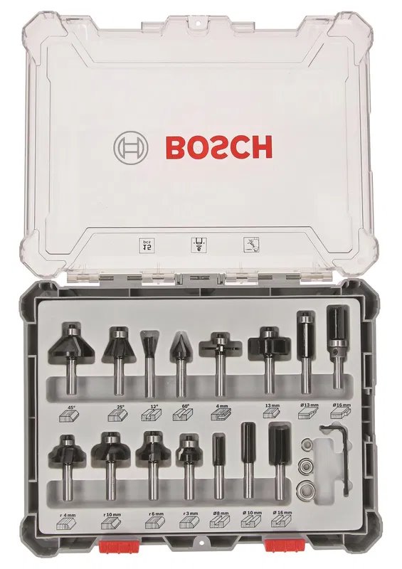 BOSCH Zmiešaná sada fréz s vretenom O 6 mm, 15 ks (2.607.017.471)
