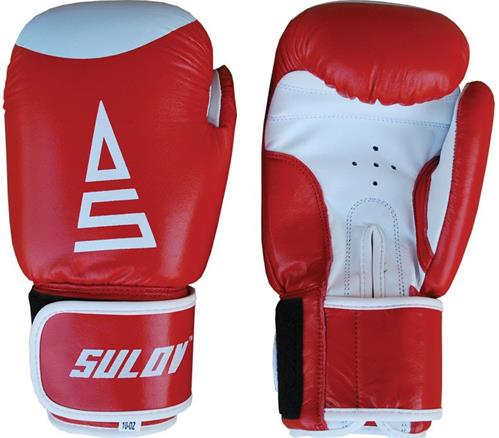 Box rukavice SULOV kožené 10oz., červeno-bílé