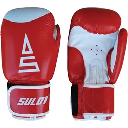 Box rukavice SULOV kožené 10oz., červeno-bílé