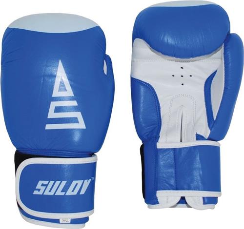 Box rukavice SULOV kožené 12oz., modro-bílé