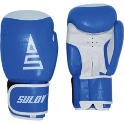 Box rukavice SULOV kožené 12oz., modro-bílé