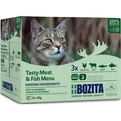 Bozita Cat kousky masa a ryb v želé, kapsička (12 pack) 12x 85g