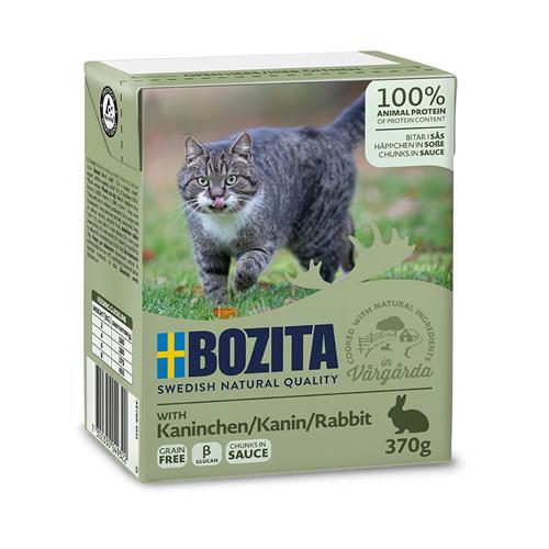 Bozita Kúsky mačky v omáčke s králikom, tetrapak 370 g