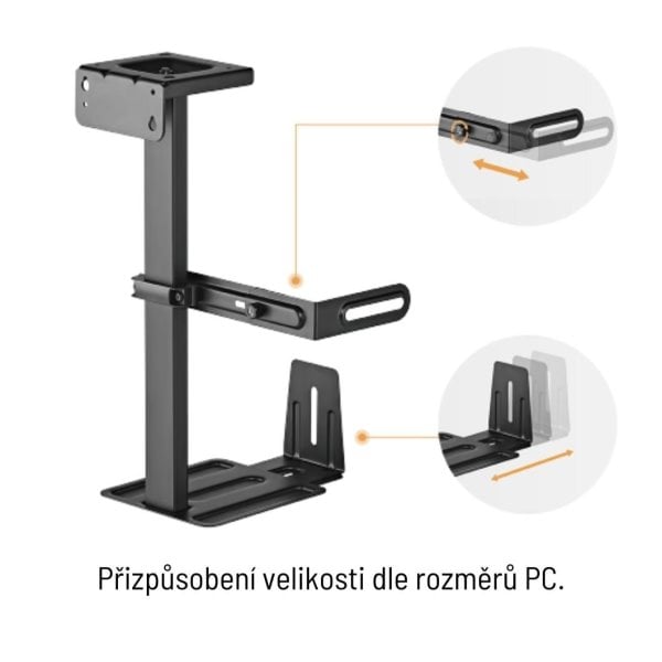 Brateck Držiak na PC CPB-25 pod dosku stola, výsuvný, otočný