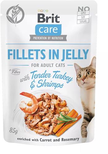 Brit Care Cat Fillets in Jelly with Tender Turkey & Shrimps 85g kapsičky pro kočky