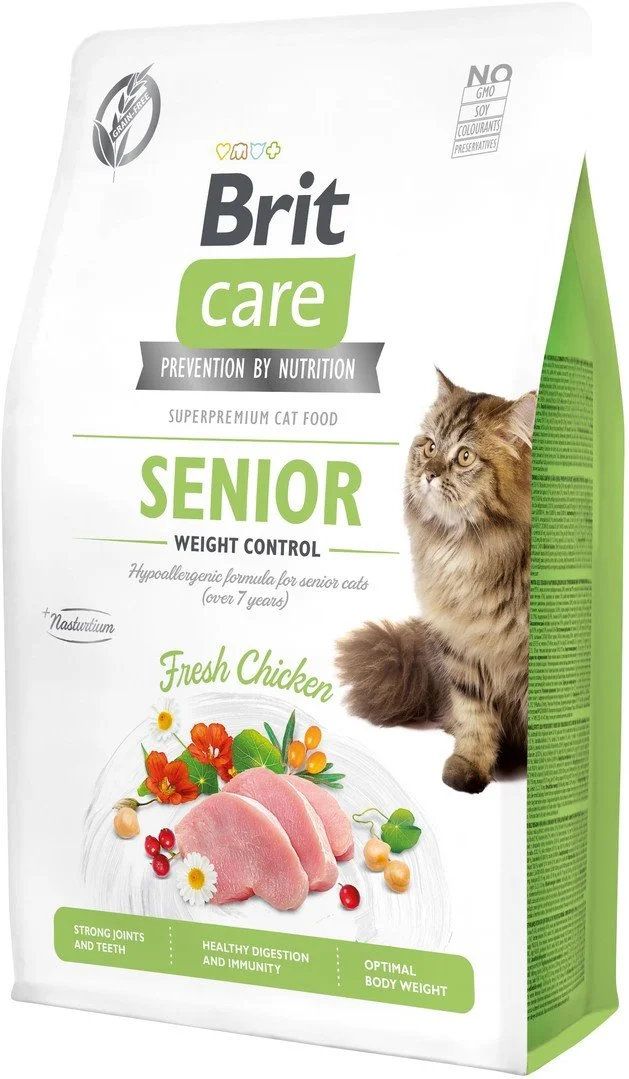 Brit Care Cat Grain-Free Senior Weight Control, 2kg granule pro kočky