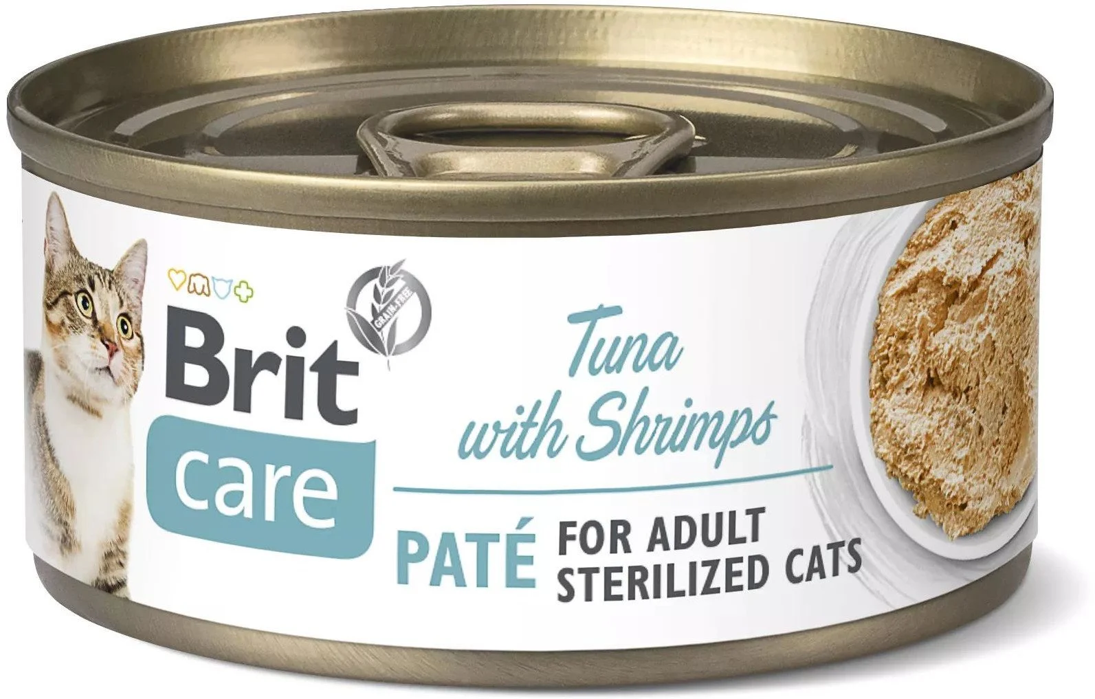 Brit Care Cat Sterilized. Tuna Paté with Shrimps 70g konzervy pro kočky