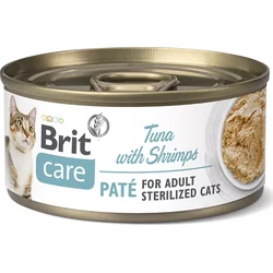 Brit Care Cat Sterilized. Tuna Paté with Shrimps 70g konzervy pro kočky
