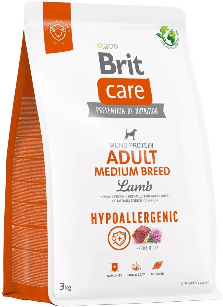Brit Care Dog Hypoallergenic Adult Medium Breed, 3kg granule pro psy