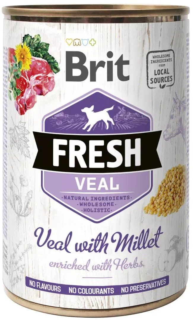 Brit Čerstvé teľacie mäso s prosom 400g konzerva pre psy