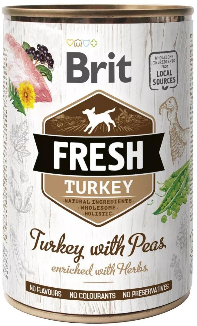 Brit Fresh Turkey with Peas 400g konzerva pro psy