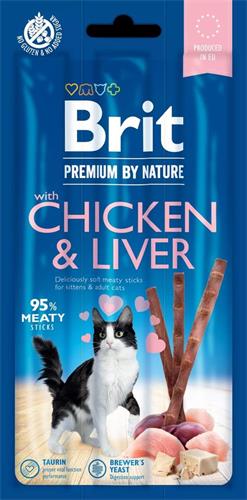 Brit Premium by Nature Cat Sticks with Chicken & Liver (3 ticsks) pamlsky pro kočky