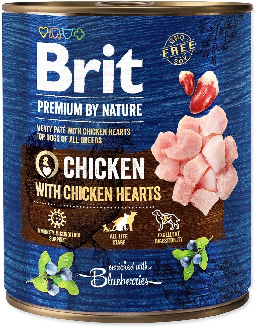 Brit Premium by Nature Chicken with Hearts 800g konzerva pre psy