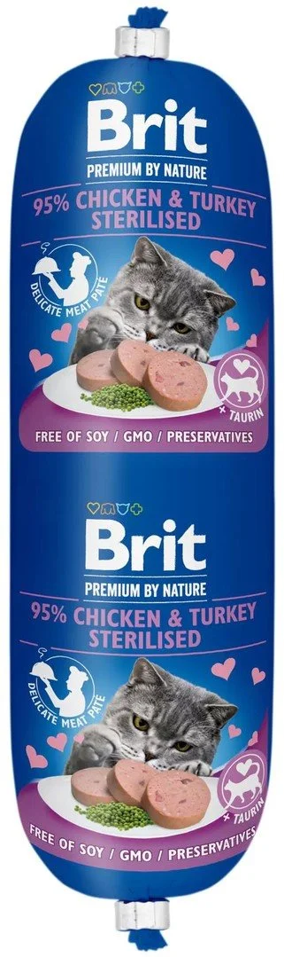 Brit Premium by Nature Sausage CAT Chicken & Turkey Sterilised 180g salámy pro kočky