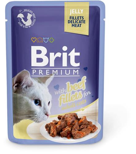 Brit Premium Cat Delicate Fillets in Jelly with Beef 85g kapsičky pro kočky