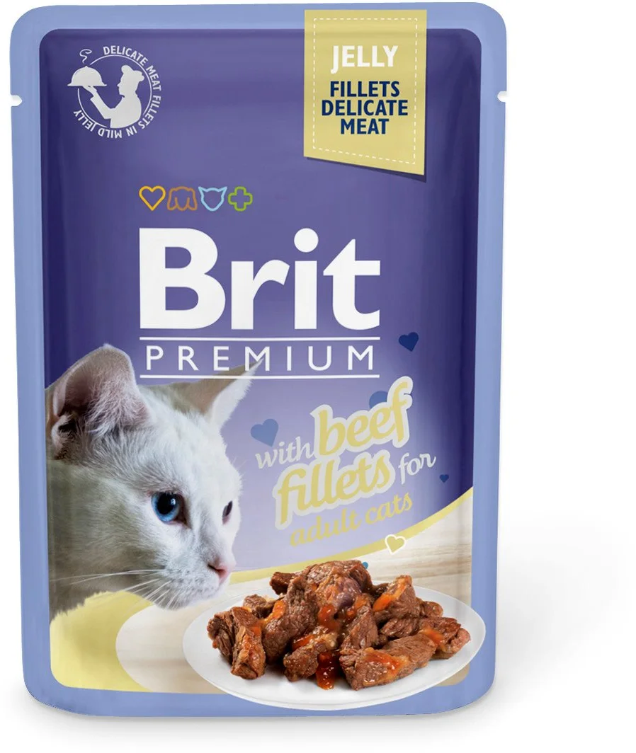 Brit Premium Cat Delicate Fillets in Jelly with Beef 85g kapsičky pro kočky