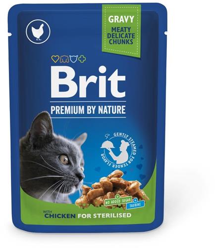 Brit Premium Cat Pouches Chicken Slices for Sterilised 100g kapsičky pro kočky