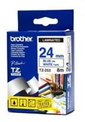 Brother TZ-253, bílá / modrá (24mm, laminovaná) TZe253 - Cartridge inkoustové