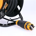 Bubnový predlžovací kábel Solight, 4 zásuvky, vonkajší, 25 m gumový kábel, 3x 1,5 mm2, IP44
