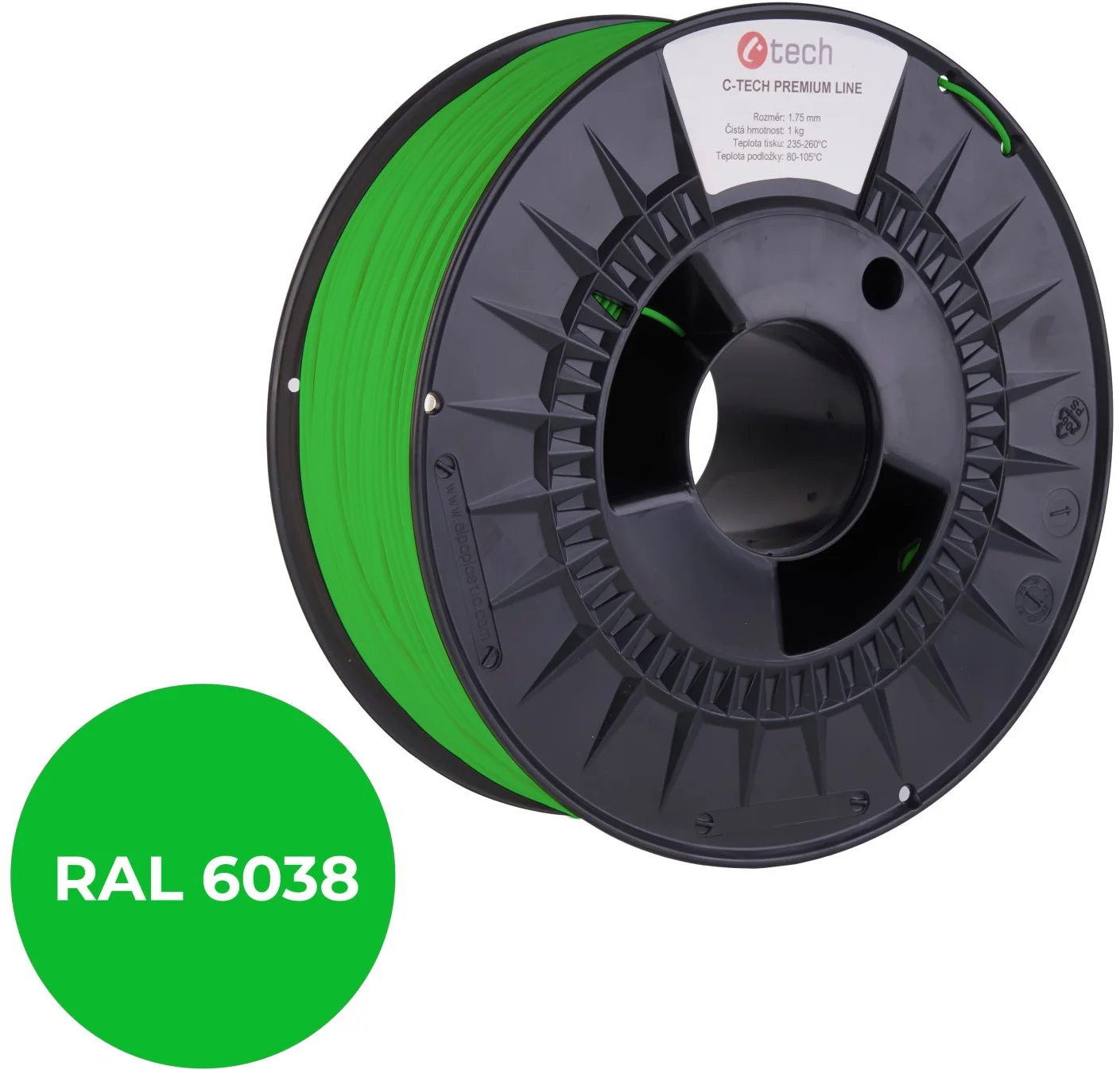 C-TECH PREMIUM LINE, ASA, luminiscenční zelená, 1,75mm, 1kg