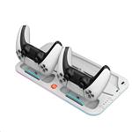 CANYON multifunkční chladící stojan pro PS5, nabíjení 2 PS5 ovladačů, bílý