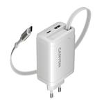 CANYON OnCharge 65RC Zabudovaný kábel USB-C 65W 1xPD 1xQC EU Biela nabíjačka