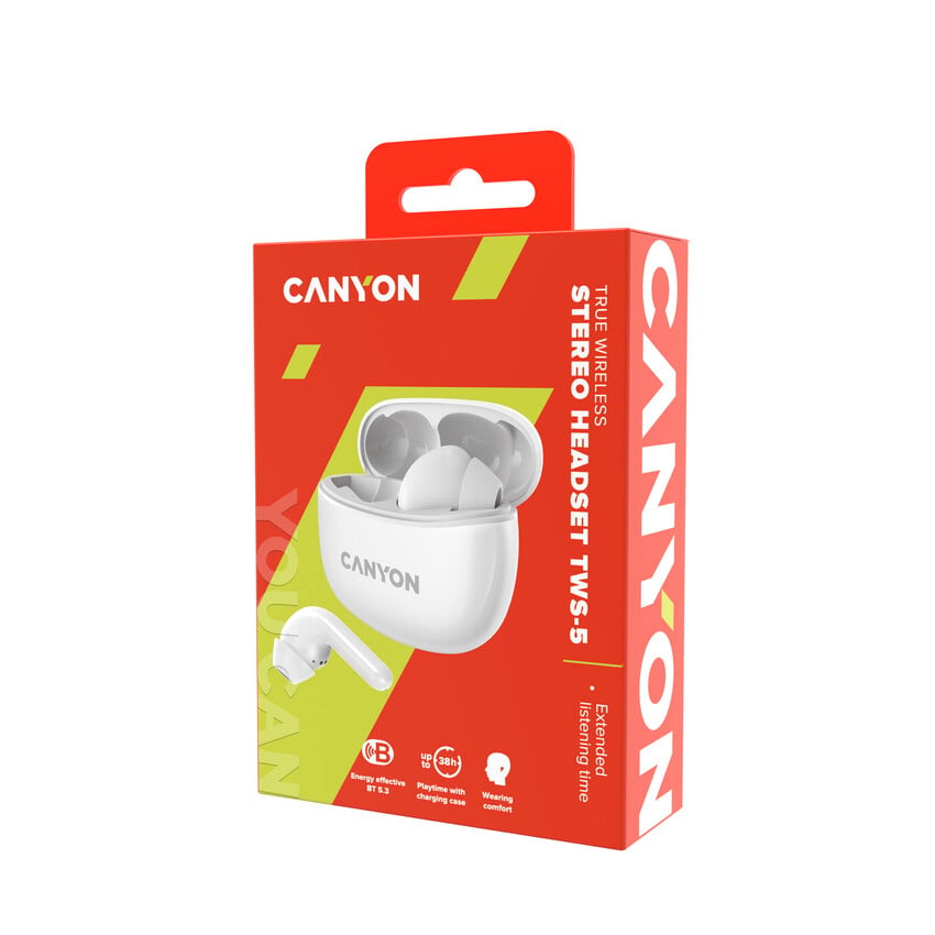 CANYON True Wireless Stereo slúchadlá TWS-5 White