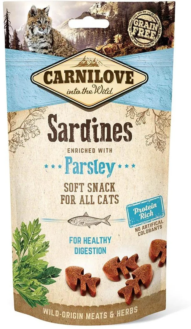Carnilove Cat Semi Moist Snack Sardine obohatený petržlenom 50g pamlsky pre mačky