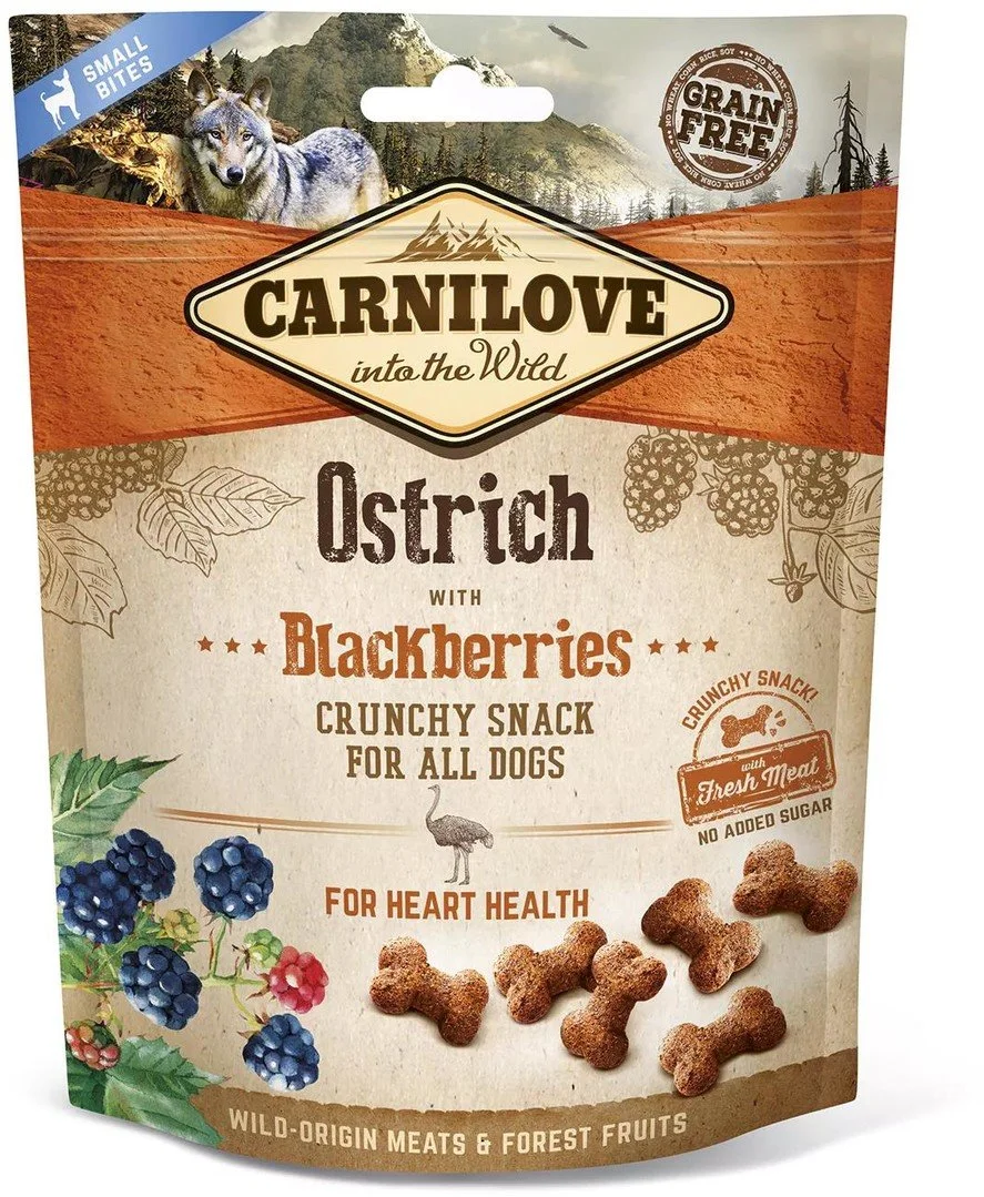 Carnilove Dog Crunchy Snack Pštros s černicami s čerstvým mäsom 200g pochúťky pre psov