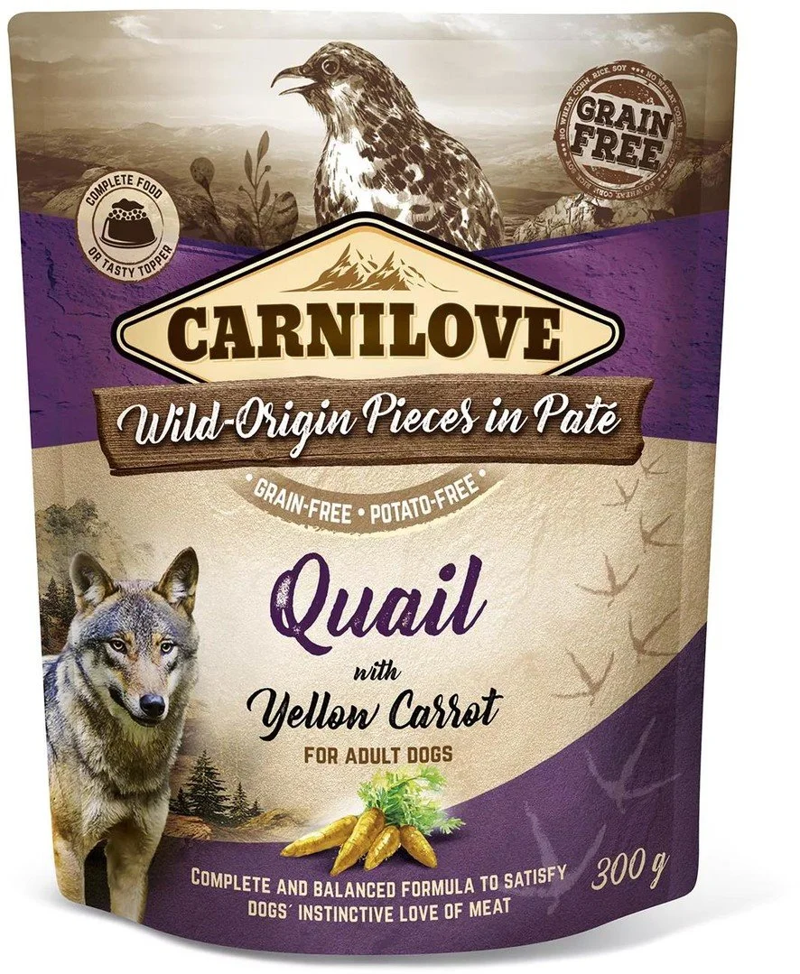 Carnilove Dog Pouch Paté Quail with Yellow Carrot 300g kapsičky pro psy