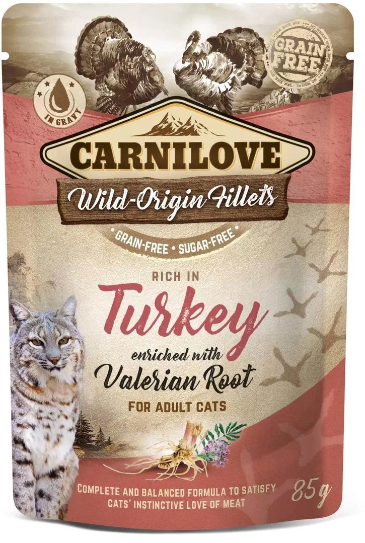 Carnilove kapsička pre mačky bohatá na morčacie mäso obohatená o valeriánu 85g kapsičky pre mačky