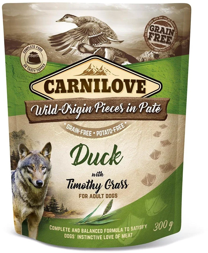 Carnilove kapsička pre psov Paté Duck with Timothy Grass 300g kapsičky pre psov