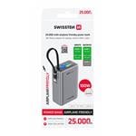 Cestovná powerbanka Swissten 25 000 mAh, sivá