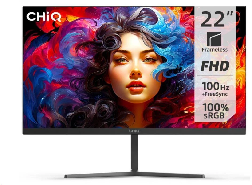 CHiQ 22" UltraSlim monitor 22F650 FHD, 100 Hz, Frameless, černý