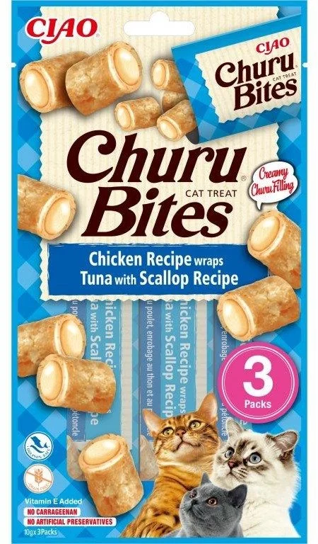 Churu Cat Bites kuracie wrapy a pyré z tuniaka 3x10g