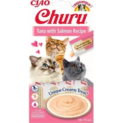 Churu Cat Pyré z tuniaka s lososom 4x14g