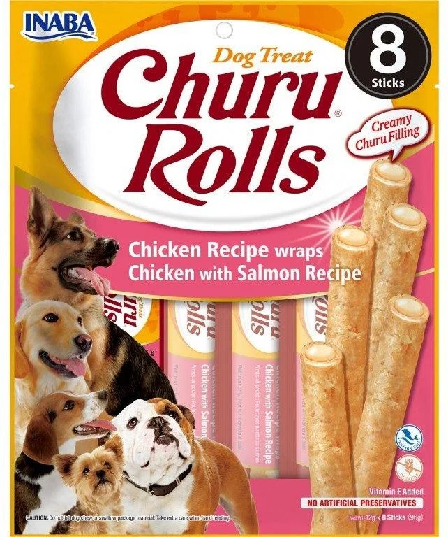 Churu Dog Rolls Chicken with Salmon wraps 8x12g