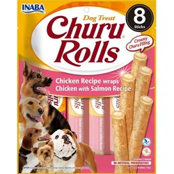 Churu Dog Rolls Kuracie mäso s lososom 8x12g