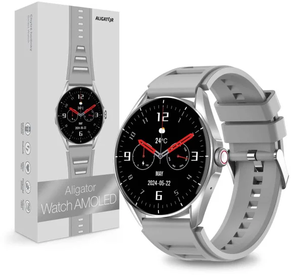 Chytré hodinky ALIGATOR Watch AMOLED, stříbrné