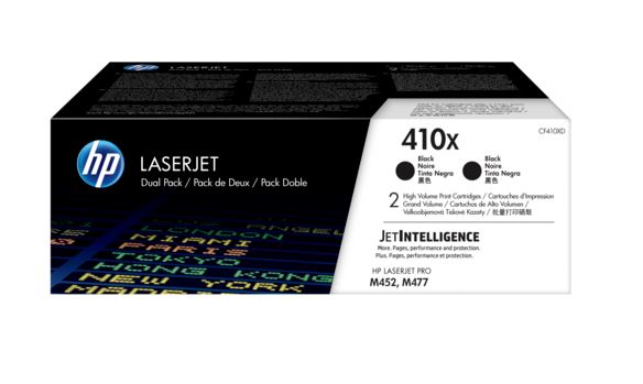Čierna veľká tlačová kazeta HP 410X, CF410XD -2 balenia
